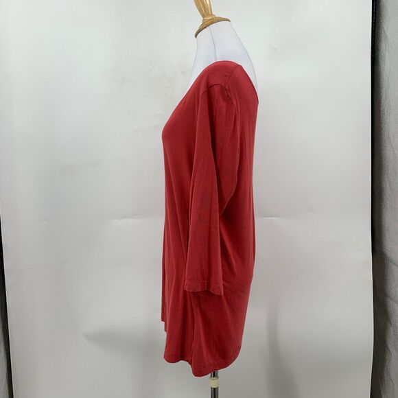 Bryn Walker Tunic Shirt Womens L Large Red Half Sleeve Wide Scoop Neck Stretch - Picture 4 of 11